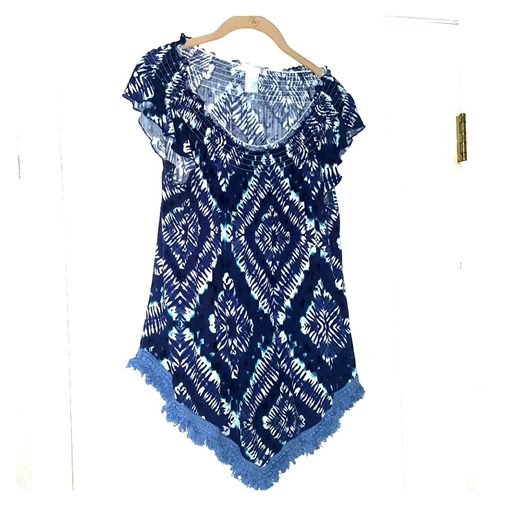 Womens tie dye fringe top